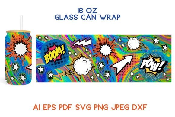 16 Oz Glass Wrap Comics Space SVG PNG Graphics