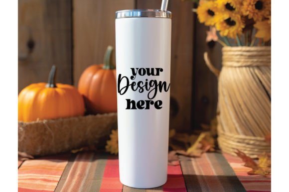 20 Oz Skinny Fall Tumbler Mockup 23 Graphics