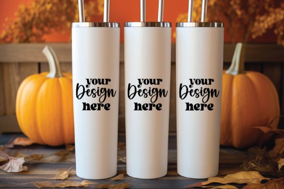 20 Oz Skinny Fall Tumbler Mockup 3: Graphics for Bottles Amp
