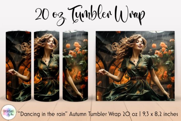 Autumn Romantic Girl Dancing Tumbler PNG Graphics