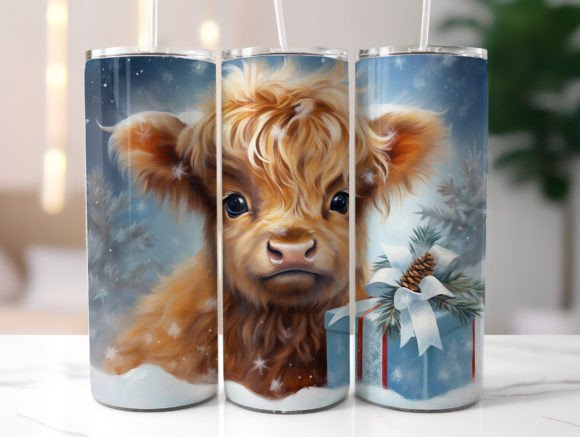 Baby Highland Cow Winter Tumbler Wrap