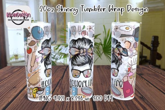 Chef Life 20oz Skinny Tumbler Graphics for Tumbler Wraps