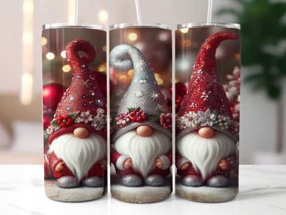 Christmas Glitter Gnome Tumbler Wrap: Graphics for Festive Tumbler Wraps