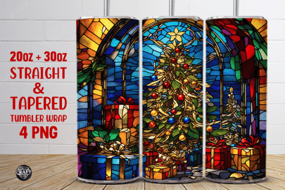 Christmas Stained Glass 20oz Tumbler PNG Graphics