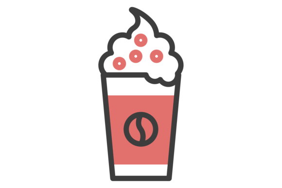 Coffee Cup with Whipped Cream. Cafe Drin Graphics