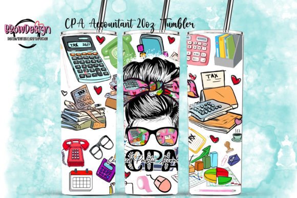 CPA Accountant 20oz Skinny Tumbler PNG Graphics
