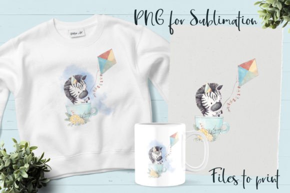 Cute Zebra in a Cup with a Kite: Graphics & Illustrations Review