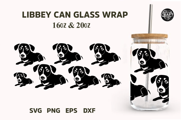 Dog Can Glass 16oz Wrap Libbey SVG Design