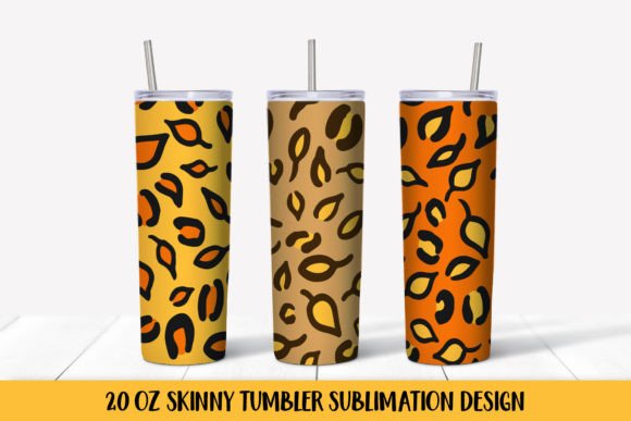 Fall Leaves Leopard Print Tumbler Sublim Graphics