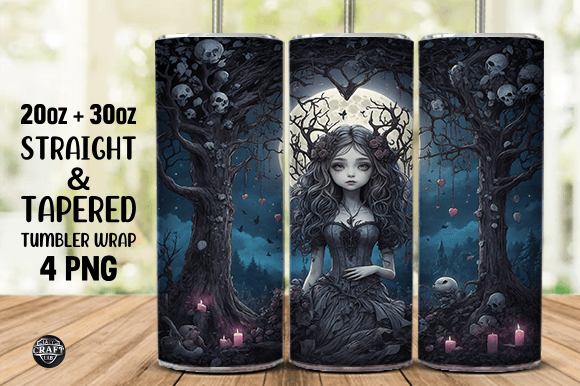 Gothic Witchy Tumbler Wrap 20oz PNG: Graphics & Tumbler Wraps