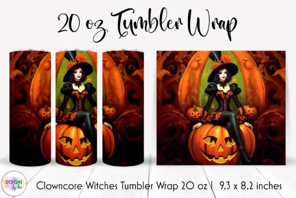 Halloween Pin Up Clown Girl Tumbler Wrap Graphics