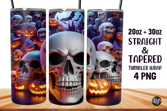 Halloween Skinny Tumbler Wrap 20oz Skull Graphics