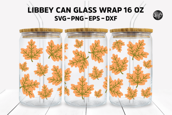 Leaves Libbey Can Glass 16oz Wrap SVG: Graphics & Tumbler Wraps