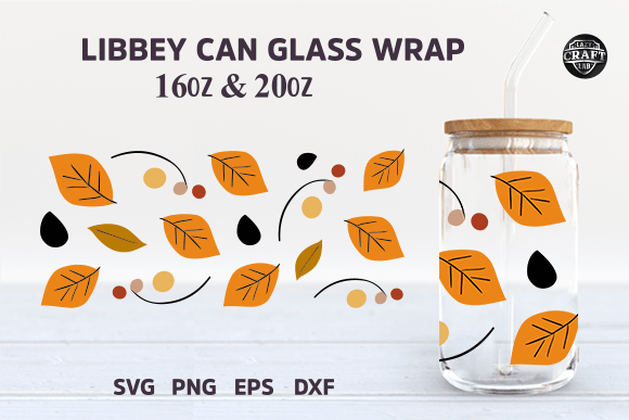 Libbey Can Glass 16oz Wrap SVG Floral Graphics