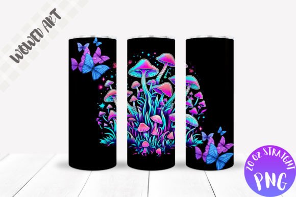 Neon Mushrooms Tumbler Wrap: Graphics for Crafts