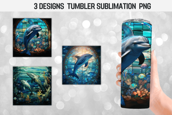 Ocean Stained Glass Tumbler Sublimation: Graphics for Crafts Brands