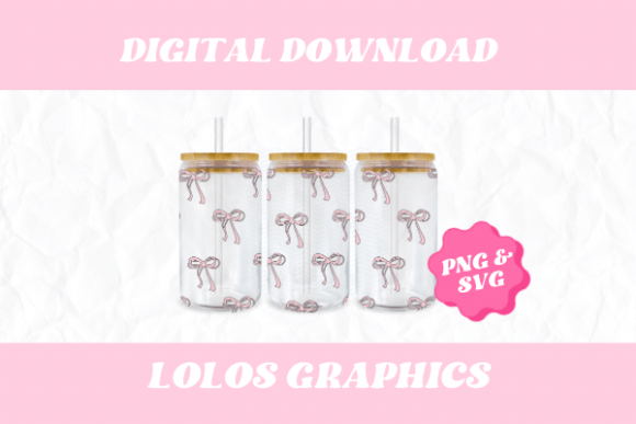 Pink Bows Libbey 16oz Cup Wrap: Graphics & Crafts Asset Review