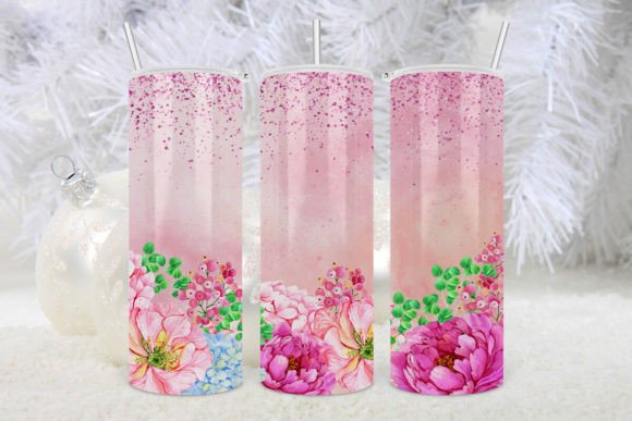 Pink Flower Water Color Tumbler Wrap: Graphics for Crafts-Driven Branding