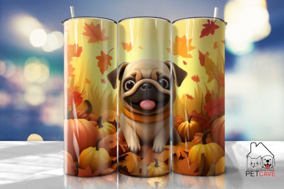 Pug Puppy Fall Tumbler 1: Graphics for Crafts & Seasonal Branding