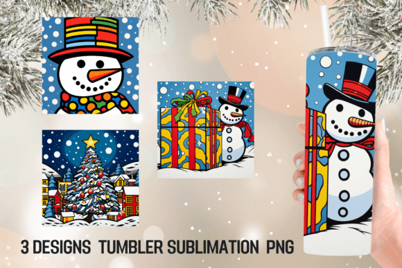 Retro Christmas Tumbler Wrap: Graphics for Crafts & Seasonal Content