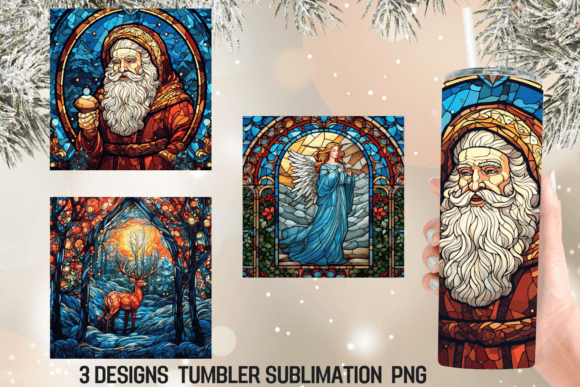 Stained Glass Christmas Tumbler Sublimat: Graphics for Crafts