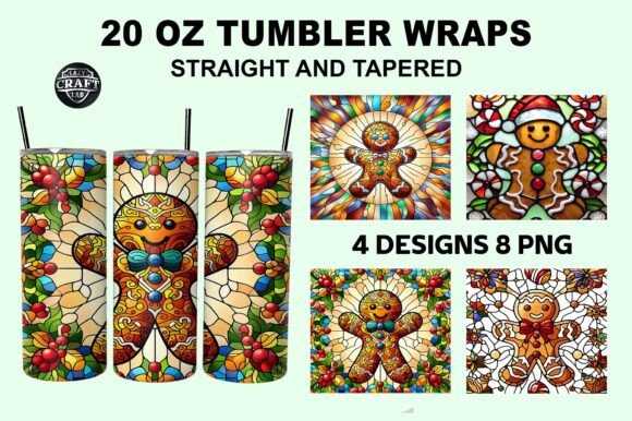 Stained Glass Gingerbread Man Tumbler Graphics