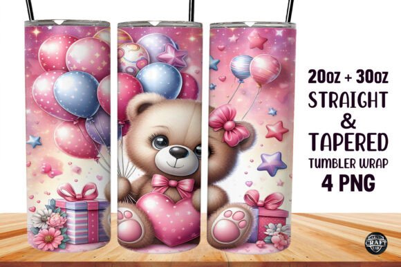 Teddy Bear with Balloons Tumbler 20oz Wr Graphics