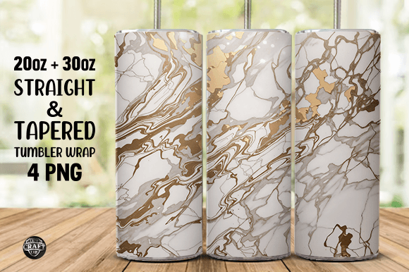 Tumbler Design White Gold Marble Stone Graphics