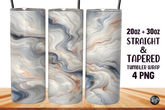 Tumbler Wrap 20oz Marble White Ceramic Graphics