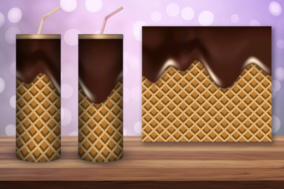 Tumbler Wrap Sublimation Chocolate Wafer Graphics