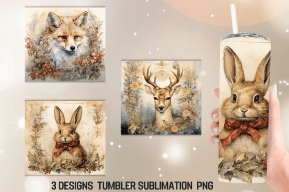 Vintage Animal Tumbler Wrap Sublimation: Graphics for Crafts-Driven Brands