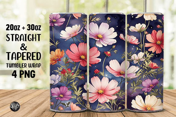 Watercolor Cosmos Flowers Tumbler Wrap S Graphics