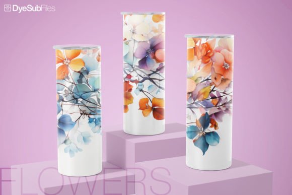 Watercolor Flower Tumbler Wrap Graphics
