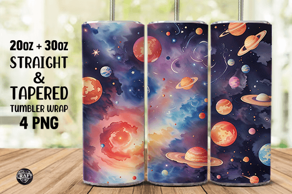 Watercolor Galaxy Space Tumbler Wrap 20oz Graphics